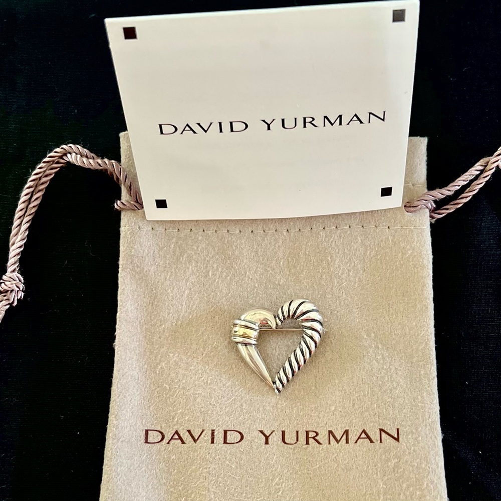 Authentic David Yurman 925 Sterling Silver Heart Pin - Pouch included